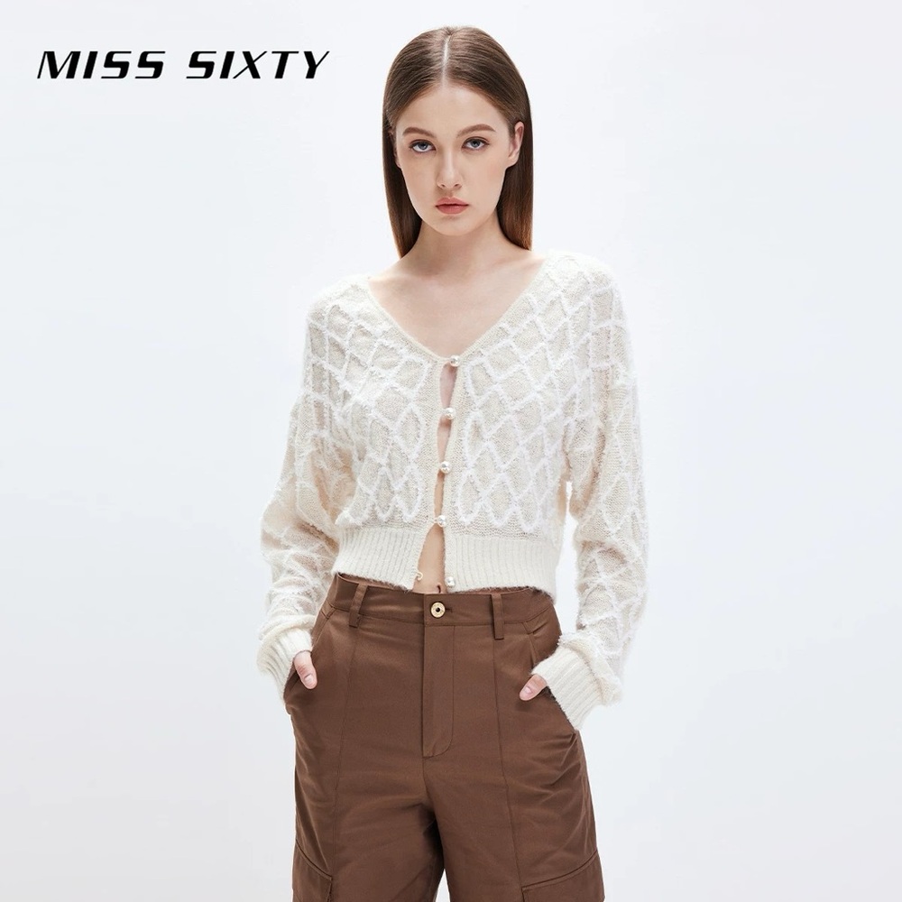 Miss Sixty Cream Cardigan Sweater